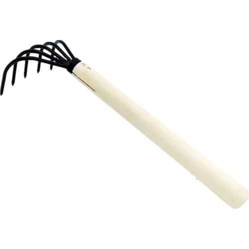 Multifunction Garden Hand Rake with 5 Claw for Fallen Leaves Loosen Soil Nursery Wood Handle Garden Tools