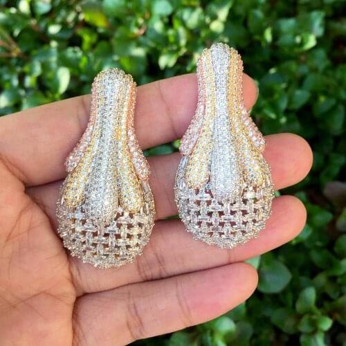 ModemAngel Fashion Luxury Flower Super Copper AAA Cubic Zirconia Party Engagement Width Earrings Jewelry Gift