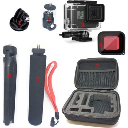 Suptig Accessories Small Bag set for Gopro Hero 7 Black Hero6 5 Hero2018 Monopod Tripod with Waterproof Housing Case
