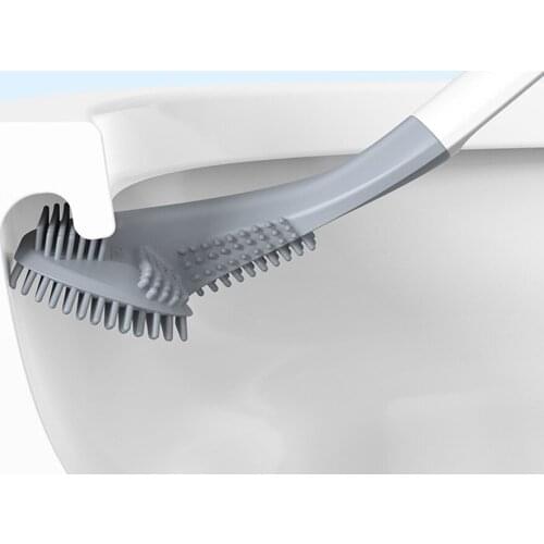 New Long Handle Toilet Cleaning Brush Silicone Toilet Brushes Floor Cleaning Tool Bendable Golf Brush Head Bathroom Accessories