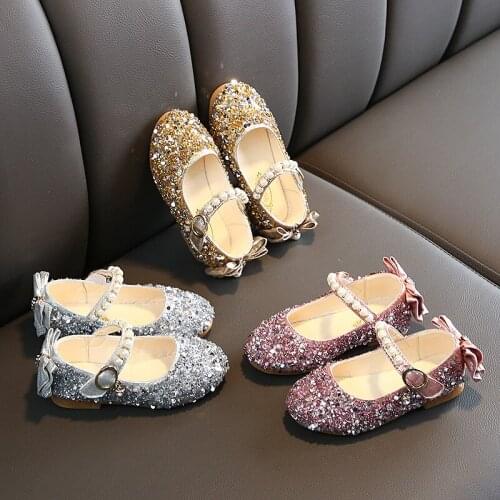 2020 Spring and Autumn New Sequins Girls Princess Shoes Fashion Rhinestone Children Crystal Shoes Student Performance Dance Shoe