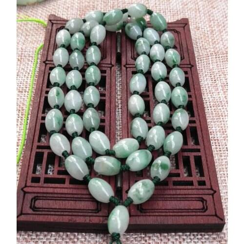 Natural Myanmar A green jade necklace real beads necklaces pendants rope jadeite jade jewelry men necklace christmas jewelry