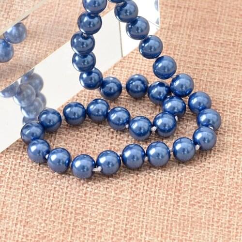 Necklace jewely Dark Blue 8mm Size For Long Pearls 36inch DIY Imitation Pearls Shell Necklace Making For Women Ladies H858
