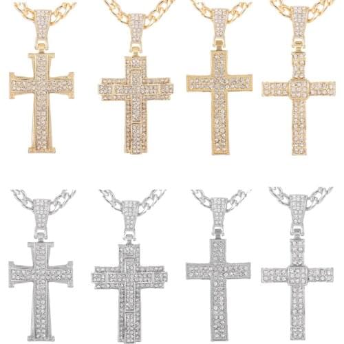 Gold Color Stainless Steel Cross Pendant Necklaces Men Hiphop/Rock Fashion Vintage Necklace Male Jewelry Gifts Drop Shipping