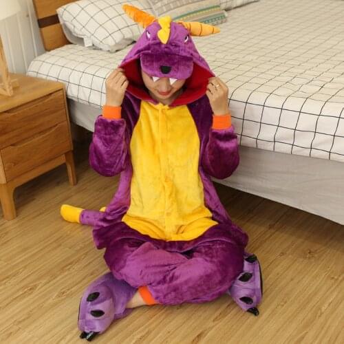 Onesie Spyro Dragon Sleepwear Women Girls Unisex Animal Pajamas Winter Warm Sleep Suit Couple Overall Soft Flannel Cute Stitch