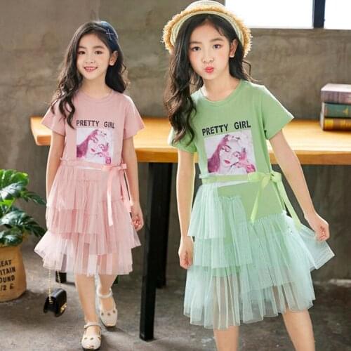 Big Girls Dress 2020 Summer Children Clothes Fashion Princess Mesh Dress Girls Party Costume BC917