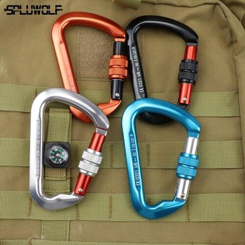 Professional Climbing Protective Equipment Buckle 30KN Manual Locking Carabiners Key Hooks