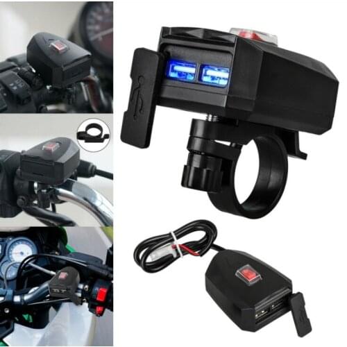 Waterproof Motorcycle 2.1A 5V Power Supply Charger Adapter 2USB Charger Adapter Socket Motorbike ATV Accessories For Phone Mp3