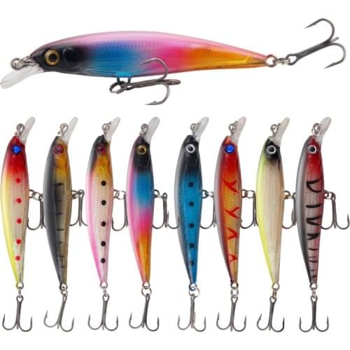 Japans Top Fishing Artificial Fish Bait Plastic Hard Bait Wobbler 7.2g 9Cm Freshwater 8 Colors Mino Lure with Ring Beads Lure