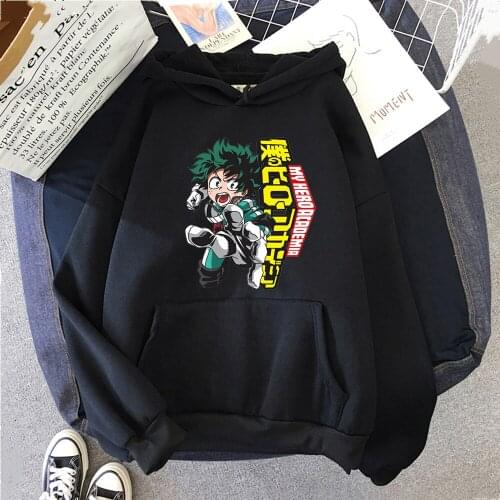 Boku No Hero- My Hero Academia Hoodied Anime Hoodies Harajuku Womens Sweatshirts Cartoon Hoodie Female Green Hoody
