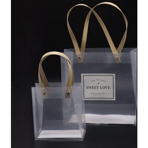 10pcs High-quality Semitransparent Plastic Bag Frosted Pp Bags With Paper Handle Hard Plastic Package Gift Candy Advertising