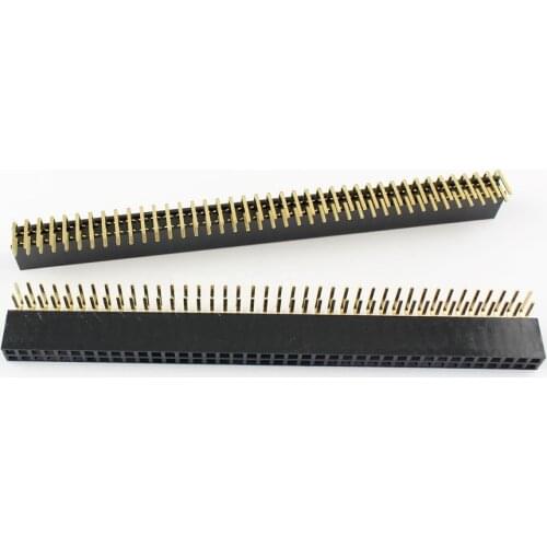 10pcs Pitch 2.54mm 2x40 Pin Right Angle Double Row Female Header Strip