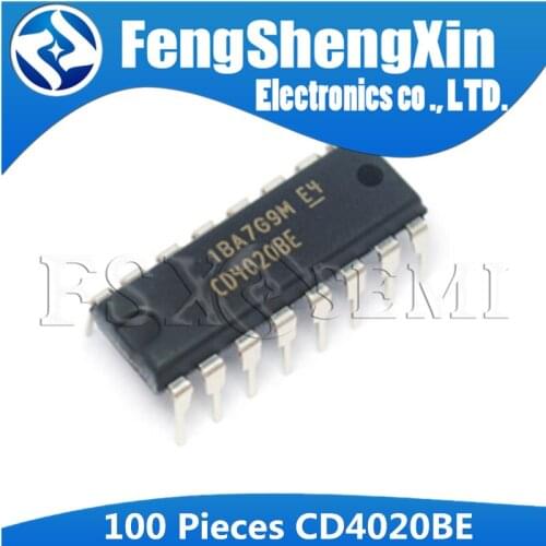 100PCS CD4020BE DIP16 CD4020 DIP 4020BE DIP-16 CMOS RIPPLE-CARRY BINARY COUNTER DIVIDERS IC