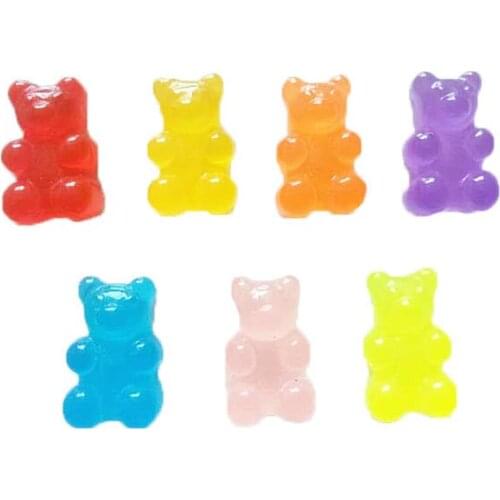 100Pcs Resin Candy Flatback Cabochon Miniature Qq Gummy Candy Cute Bear Design Resin Sugar Dollhouse Diy