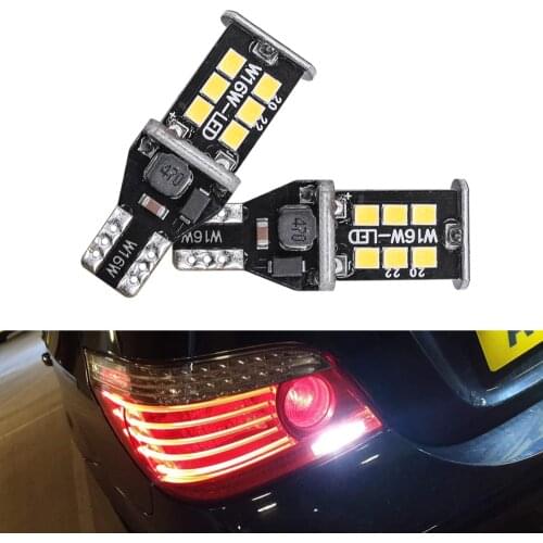 2x Canbus T15 W16W Bulbs Reverse Lights 2835SMD Car LED Back Up Rear Lamp For BMW 5 Series E60 E61 F10 F11 F07 Mini Cooper