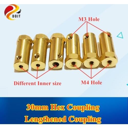 2pcs Hex Coupling/ Coupler /Hexagon Connector Copper Product /Length 30mm 6 mm,5mm,4 mm,3mm/Wheel,Motor Part for Smart Car,Robot
