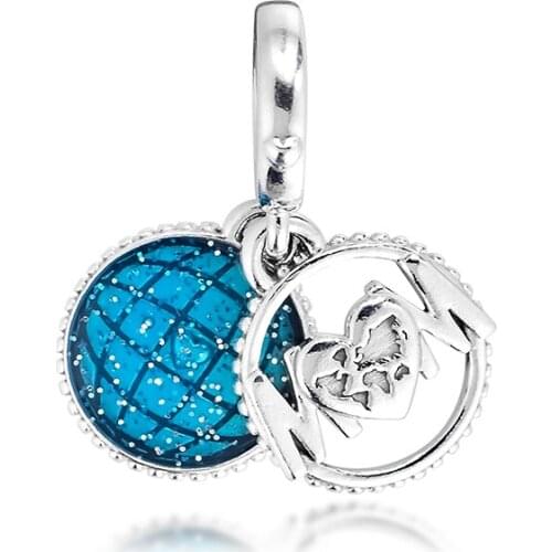 2021 Mothers Day Glitter Globe Mum Dangle Charm Silver 925 Beads for Jewelry Making DIY Gift for Wife Mother and Family 021395