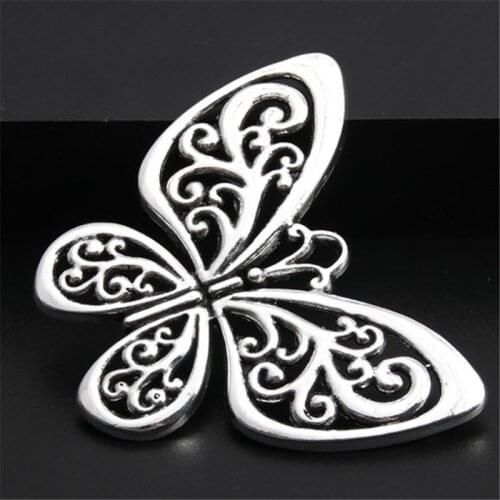 3pcs Silver Color Hollow Butterfly Charms For Necklace/Bracelets Findings Pendant Accessories A2596