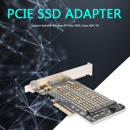 M.2 NVME to PCIE Adapter 3.0 X4 SATA M+B Key NGFF SSD to PCI-E for Expansion Card Household Computer Accessories