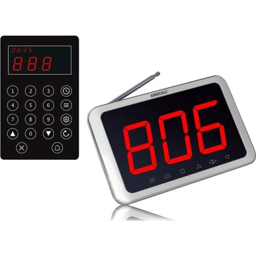 SINGCALL Wireless Calling System.Classic Pager System with Transmitter APE100 and LCD Screen Receiver APE1500