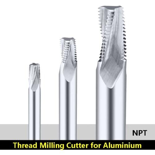 Free shipping NPT Aluminum Milling Cutter Full Tooth Carbide Tungsten Steel American Endmill 1pc 1/16" 1/8" 1/4"x18 3/8"x18