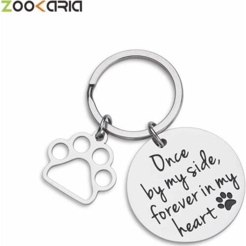 Dog Cat Pet Tags Remembrance Pet ID Tags Dog Remembrance for Women Men Once By My Side Forever In My Heart Key Ring