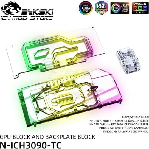 Bykski A-RGB VGA Water Block Backplate Block For INNO3D Geforce RTX 3080 3090 GAMING X3 GPU Back Cover Heatsink N-ICH3090-TC