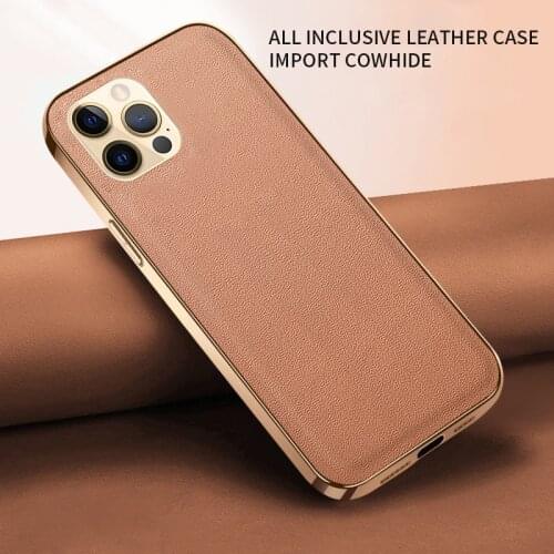 Luxury Shockproof Protection Soft Plating Leather Mobile Phone Case For iPhone 12 Pro Max Mini 11 Cellphone Cover Fundas Coque