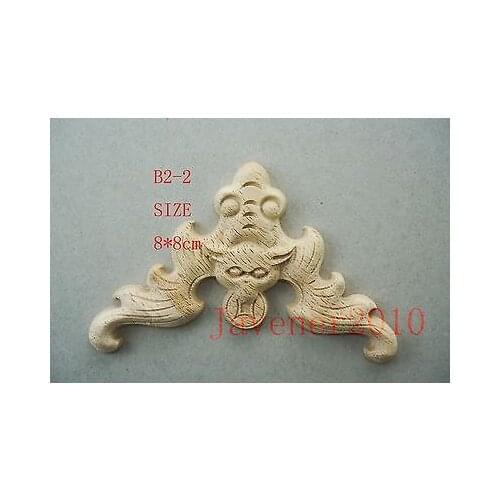 B2-2 -8x8cm Wood Carved Corner Onlay Applique Unpainted Frame Door Decal Working carpenter Fitment