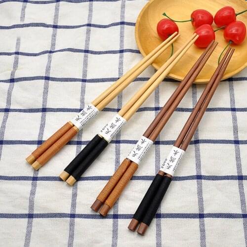 Household Tableware Handmade Natural Wooden Chopsticks Value Gift Retro Chinese Long Chopsticks Portable Sushi Chopsticks