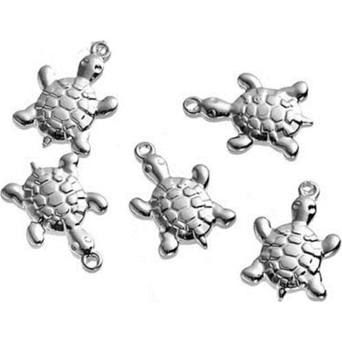 DoreenBeads Fashion Ocean Jewelry 304 Stainless Steel Pendants Tortoise Silver Color Jewelry DIY Charms 19mm x 13mm, 3 PCs
