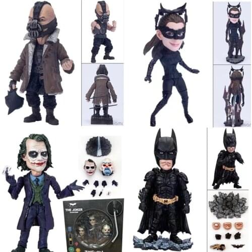 10cm Movie The Dark Knight Bruce Wayne Joker Bane Action Figure Movable Eyes Joint Collectible Model Toys Doll Gift