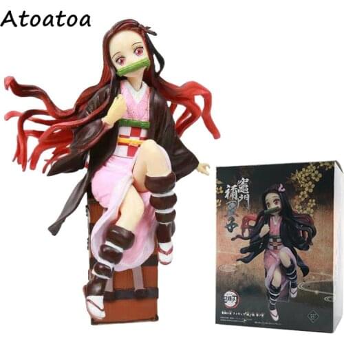15cm Sitting Position Nezuko Action Figures Anime Demon Slayer Kimetsu No Yaiba Kamado Nezuko Figure PVC Collection Model Toys