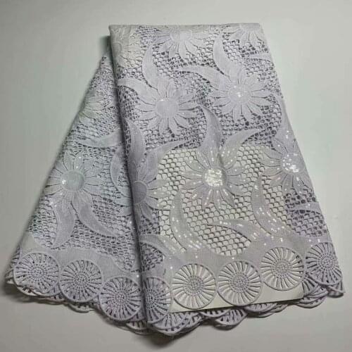 Beautiful African Guipure Lace Fabric French Sequins Mesh Lace Nigerian Net Fabric 5Yards African Cord Lace Fabric For Dress J-9
