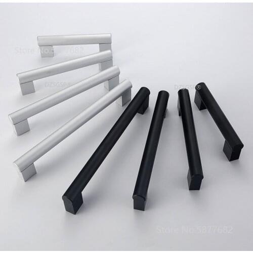 Aluminum Alloy Kitchen Door Handles Cabinet Handles Drawer Knobs Wardrobe Door Handles Brushed Modern Style Hardware