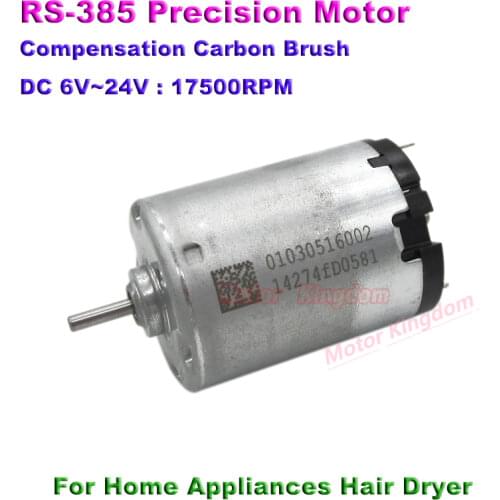 Micro RS-385 Electric Motor DC 6V-24V 17500RPM High Speed Carbon Brush Long Life Engine for Hair Dryer Toy Model DIY