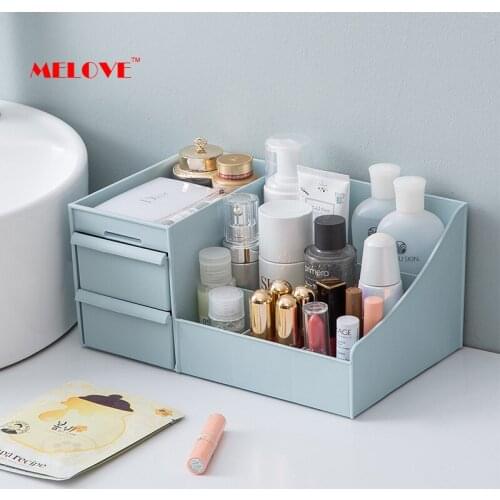Multifunctional Cosmetic Makeup Organizer With Drawers Plastic Skincare Storage Box Brush Lipstick Stationery Holder Organizers
