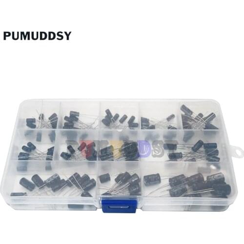 120PCS/lot 12values 1uF-470uF Aluminum Electrolytic Capacitor Assortment Kit 16V-50V Electrolytic Capacitors Assortment Box Set