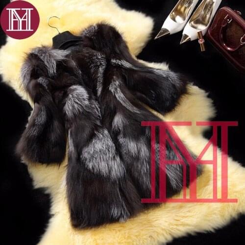 New Arrival Fashion girl winter real silver fox fur coat women 100% natural fox fur outerwear brand plus size Customized