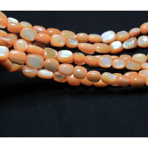 Wholesale Gravel Natural Shell 5-8 mm Dye Orange Beads For Jewelry Making Stone Straight Hole DIY Bracelet Necklace 15
