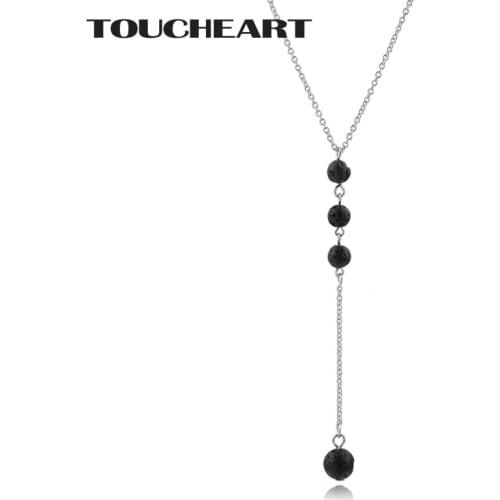 TOUCHEART Wholesale Lava Bead Rock Stone Necklaces & Pendants Necklaces For Women Charm Luxury Jewelry Silver Necklace SNE180030