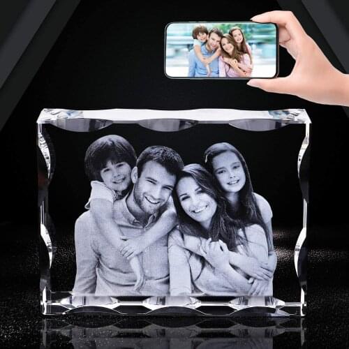 Personalized 2D Laser Crystal Photo Frame Engraved Glass Portrait with Your Pictures Best Gifts for Wedding Anniversary Family