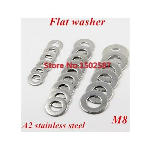 100 Pieces M8*16*1.6 Thick DIN 125 Flat Washer A2-70 Stainless Steel SS304 m8 Ring Gasket