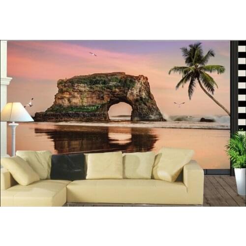 Custom 3D photo wallpaper, sunset beach, coconut trees landscape for the living room bedroom TV background wall papel de parede
