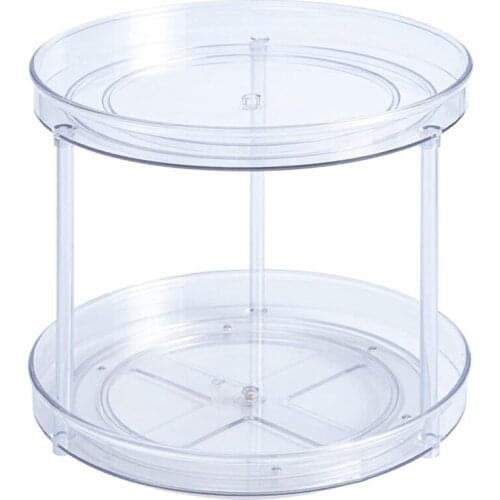 Clear Lazy Susan, 2 Tier Turntable Spice Organizer for Cabinet and Counter, for Kitchen, Bathroom, Pantry