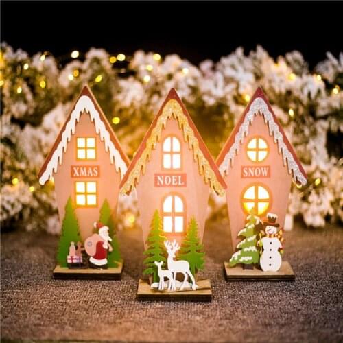 Christmas Decorations Painted Santa Claus with Light Cabin Christmas Lights Ornaments