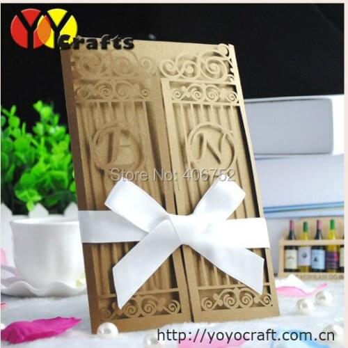 Wedding Invitations Cards with custom logo gate laser cut Wedding Invitation Cards with Envelopes Blank inside card Seal