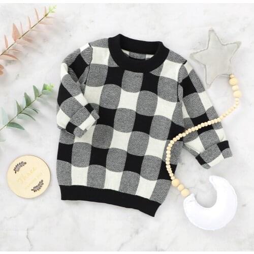 0-24M Newborn Baby Girls Boys Sweatshirt Tops Plaid Print Long Sleeve Pullover Autumn Winter Clothes
