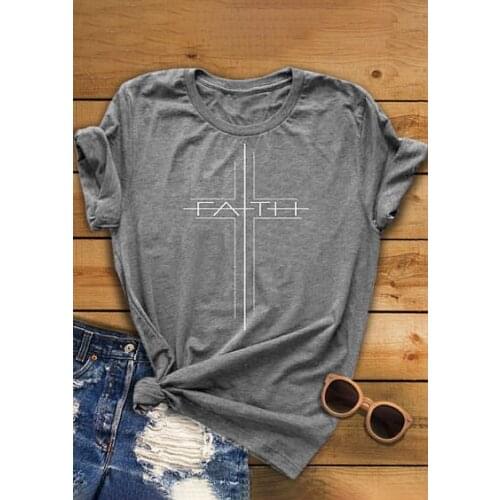 Faith Cross Christian O-Neck Short Sleeve T-Shirt 90s women fashion tees camisetas tumblr grunge aesthetic tops girl gift shirt
