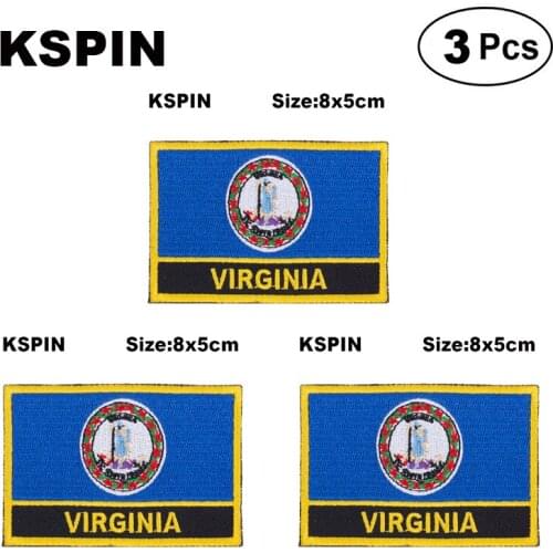 Virginia Rectangular Shape Flag patches embroidered flag patches national flag patches for clothing DIY Decoration